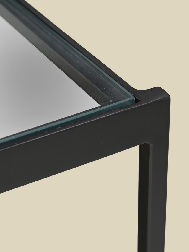Nova Iron Side Table with Glass Top