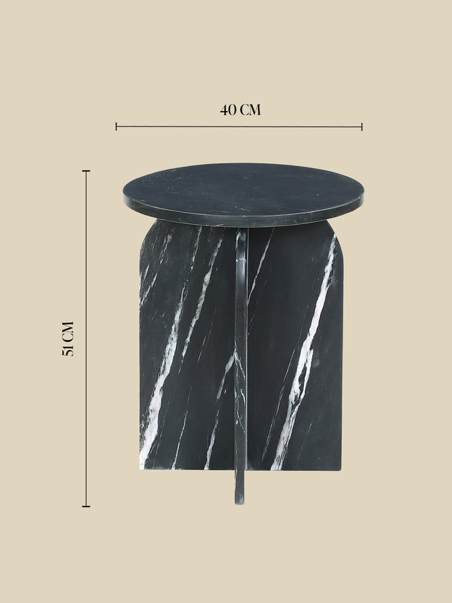 Petra Black Marble Side Table