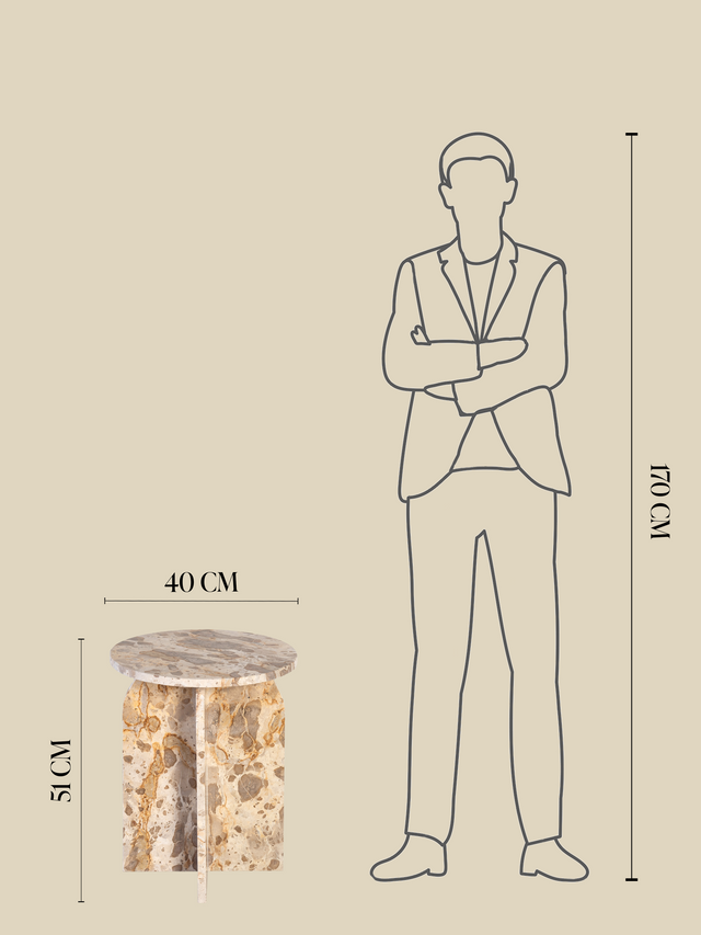 Petra Beige Marble Side Table