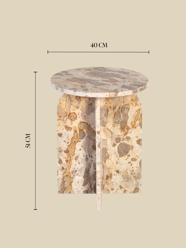 Petra Beige Marble Side Table