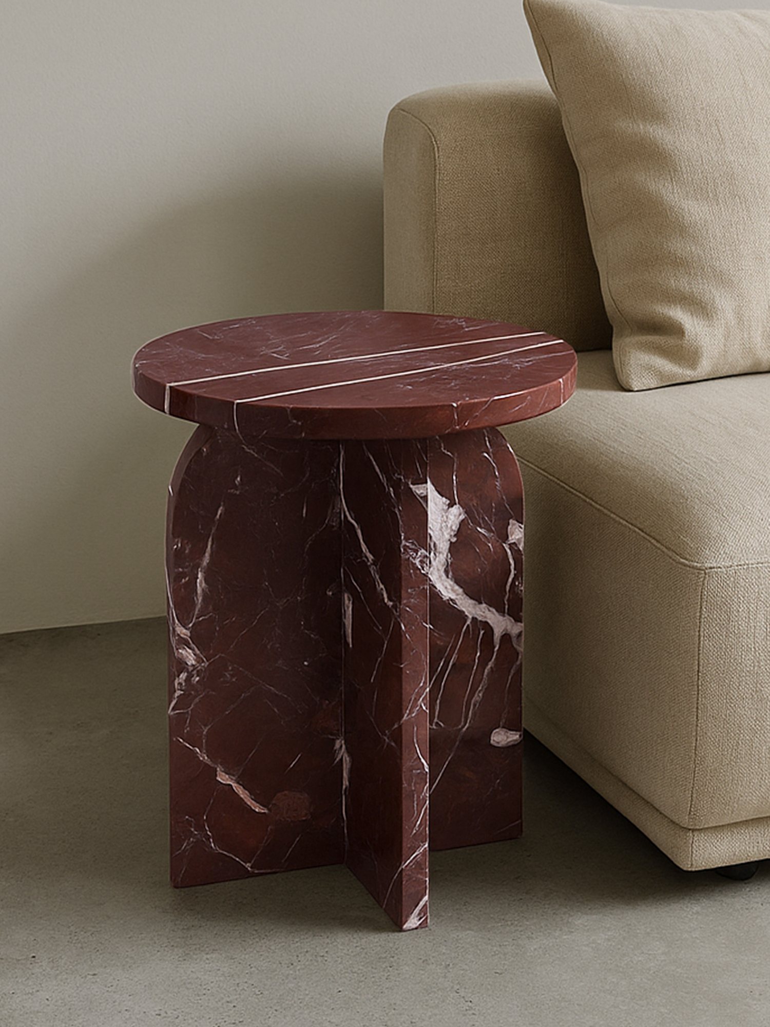 Petra Burgundy Marble Side Table