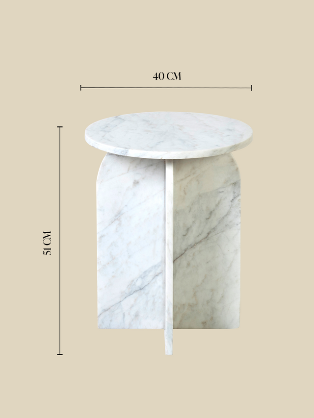 Petra White Marble Side Table