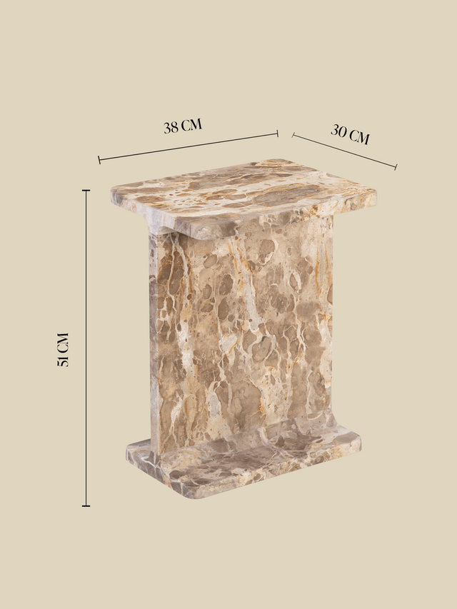 Cassian Beige Marble Side Table
