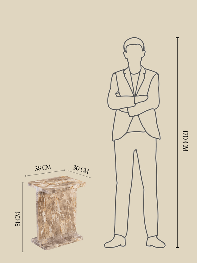 Cassian Beige Marble Side Table