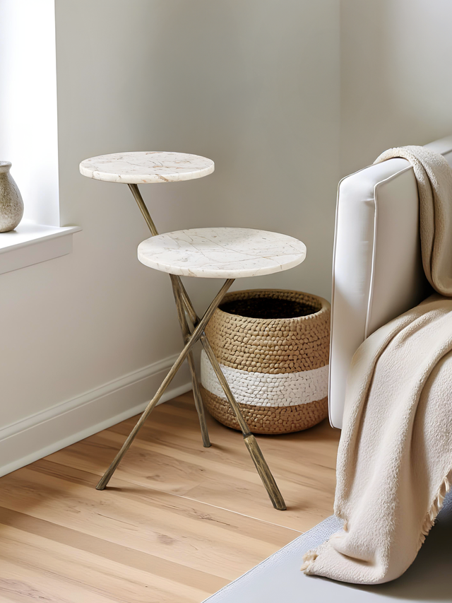 Zephyr Marble Top Side Table