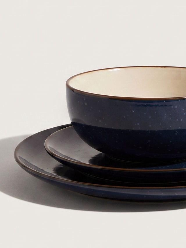 Linden Navy Stoneware Dinner Plates - Set of 6