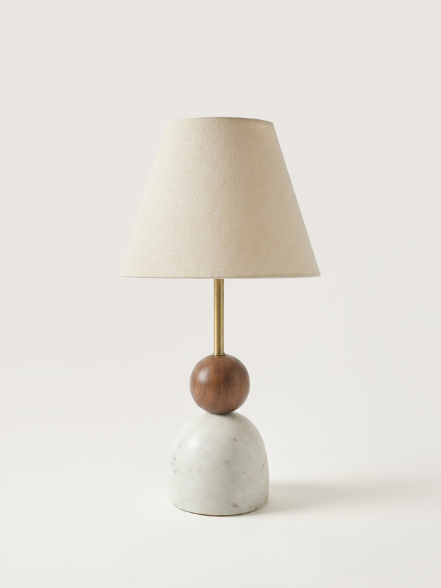 Kado Mango Wood & Marble Lamp Base - Dome