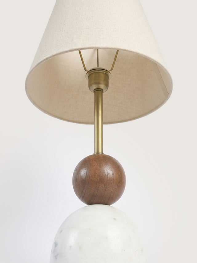 Kado Mango Wood & Marble Lamp Base - Dome