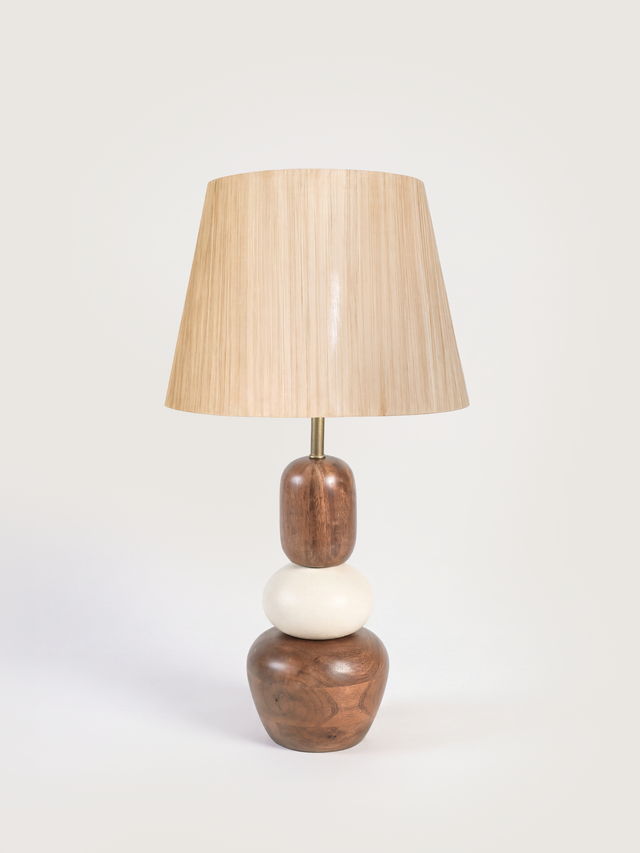 Brian Silk Lampshade with Mini Pebble Base