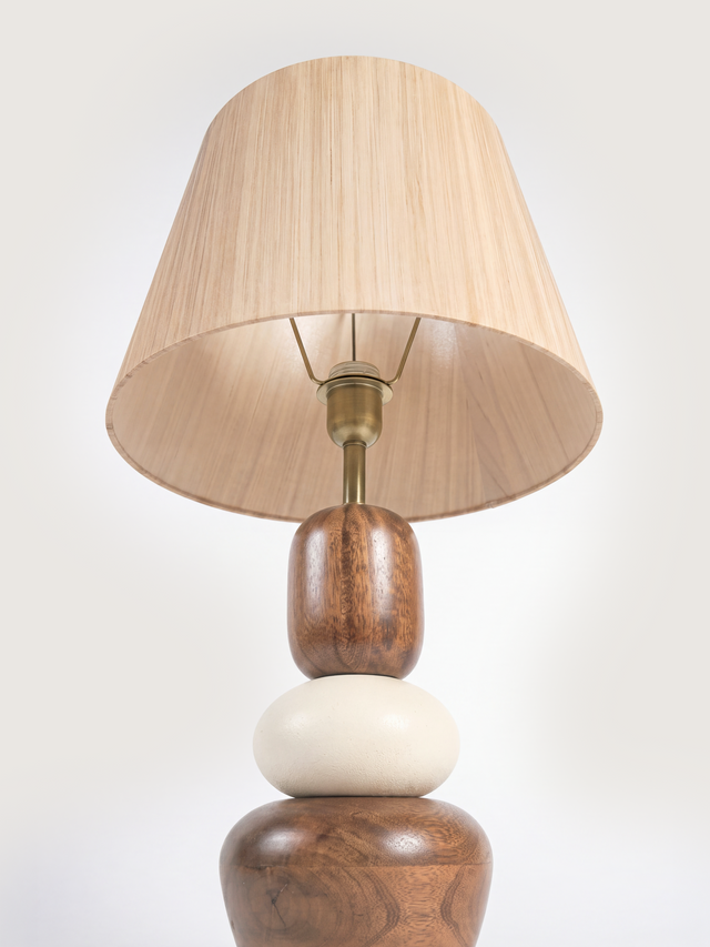Brian Silk Lampshade with Mini Pebble Base