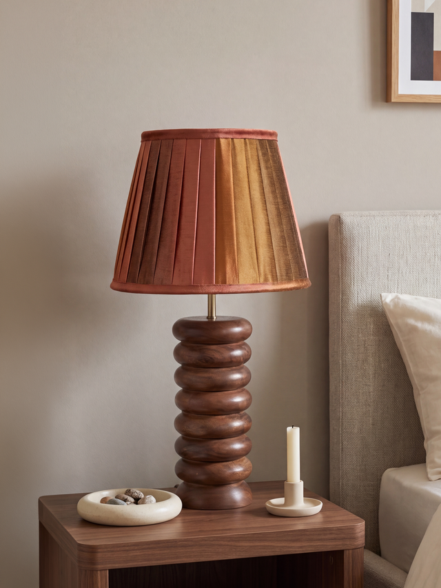 Teresa Silk Ombre Lampshade with Sculptural Mango Wood Base