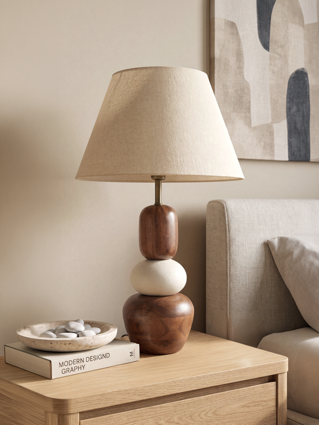 Virginia Cotton Lampshade with Mini Pebble Base