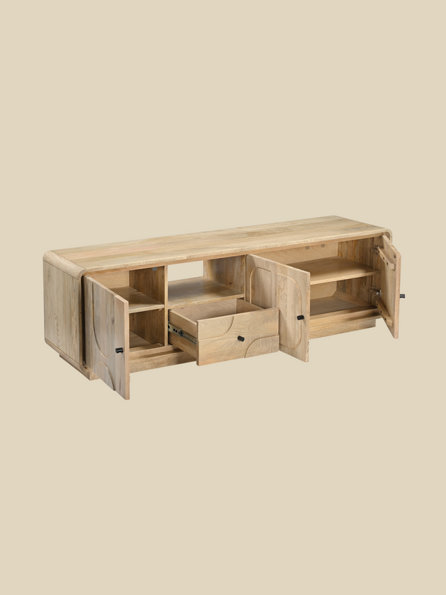 Luce Mango Wood Three Door Media Unit