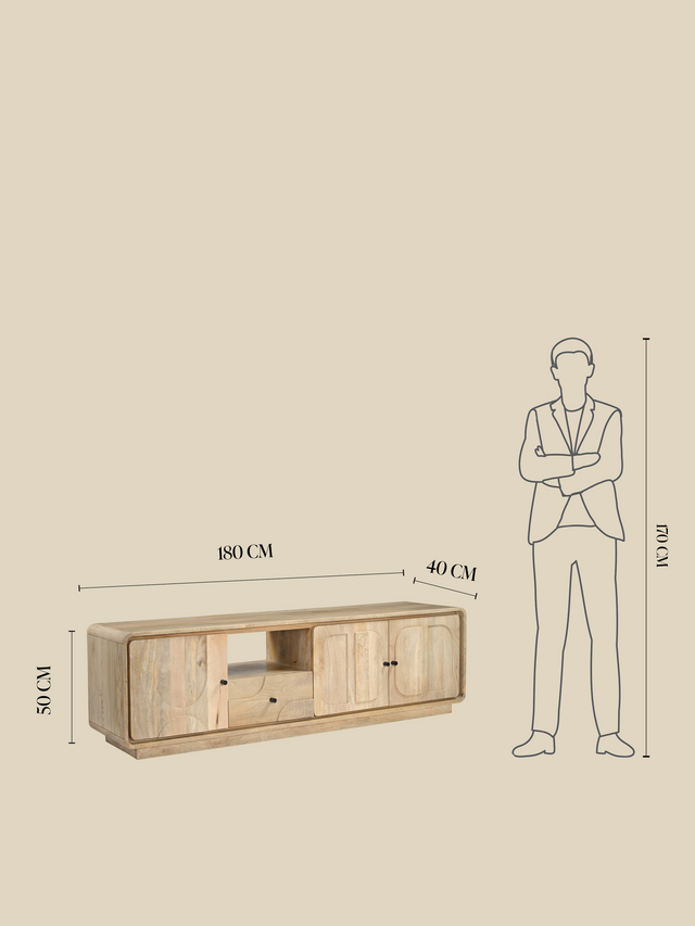 Luce Mango Wood Three Door Media Unit