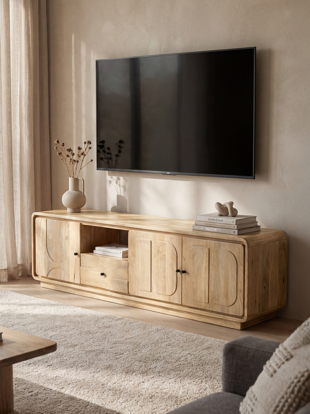 Luce Mango Wood Three Door Media Unit