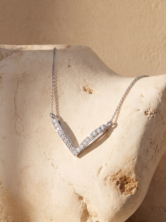 Volta Lab Diamond V-Shape Pendant - Sterling Silver