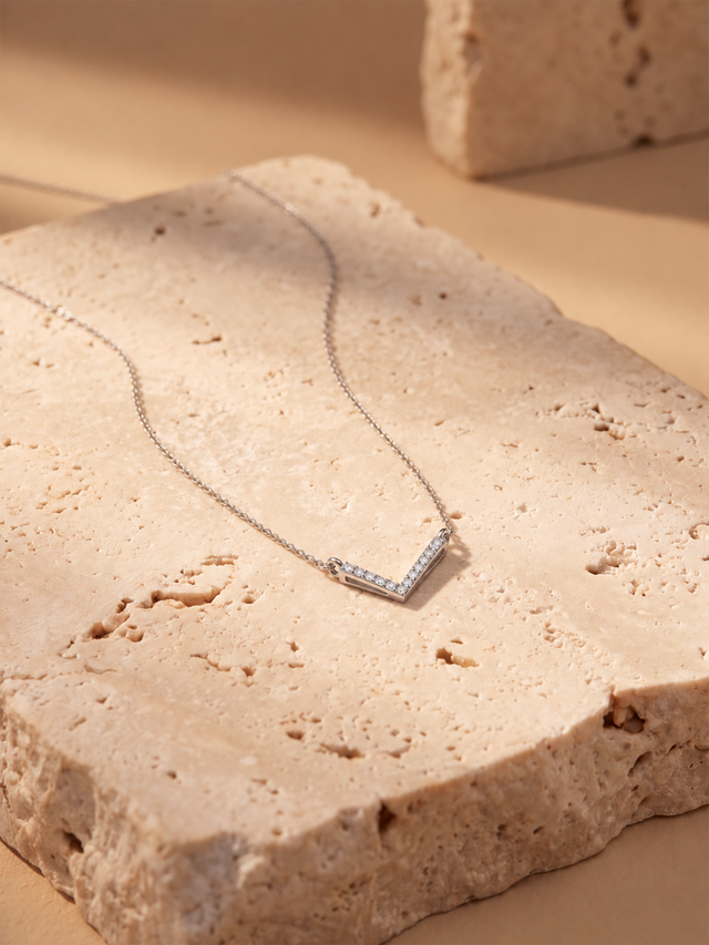 Volta Lab Diamond V-Shape Pendant - Sterling Silver