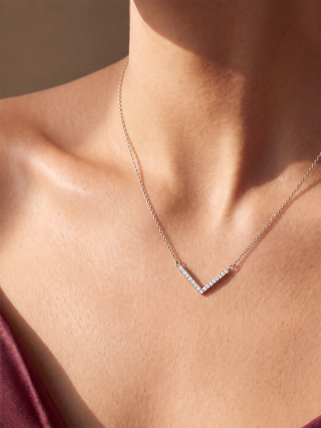 Volta Lab Diamond V-Shape Pendant - Sterling Silver