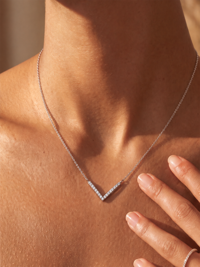 Volta Lab Diamond V-Shape Pendant - Sterling Silver