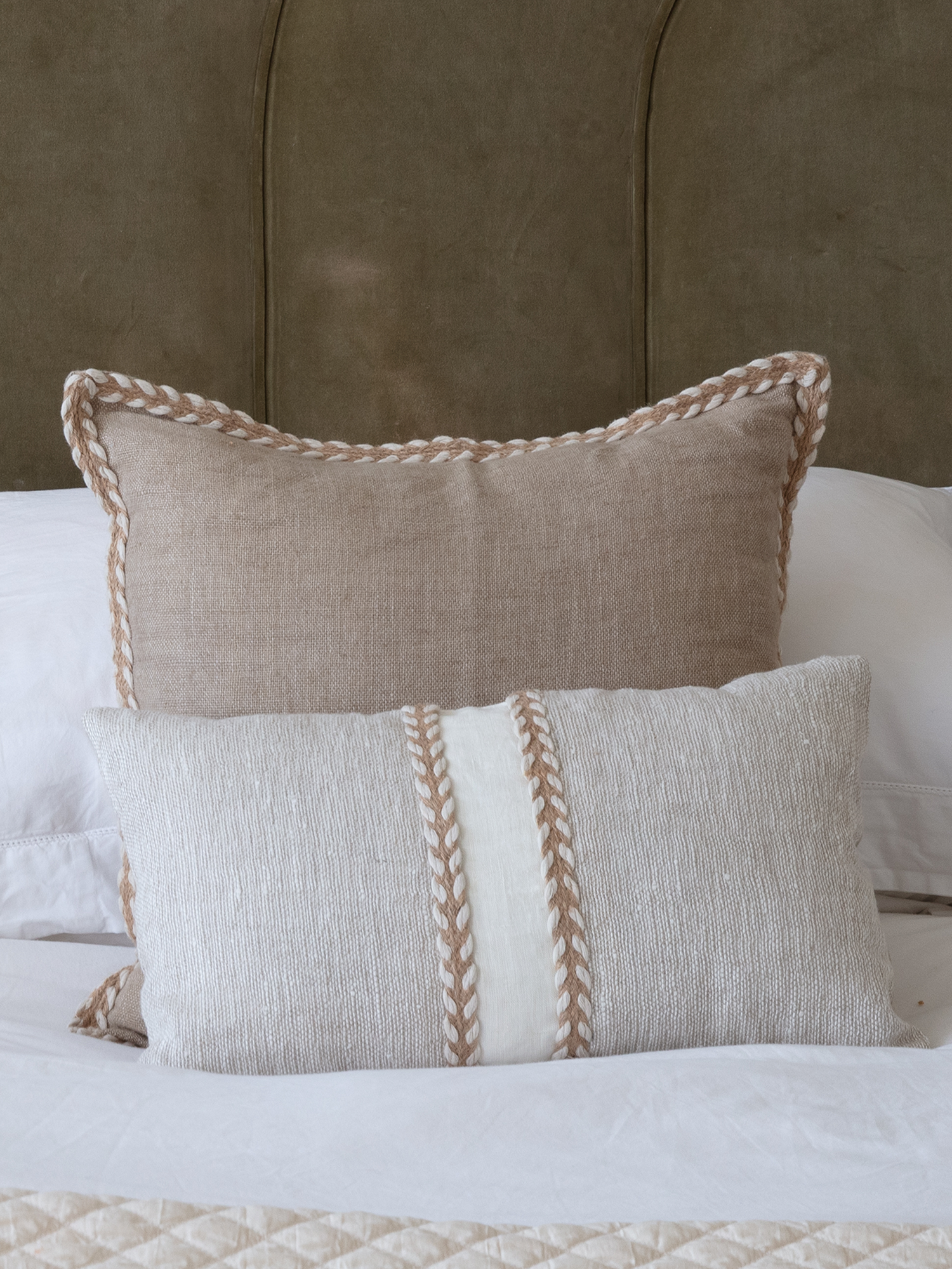 Kenil Beige Hand-woven Cushion