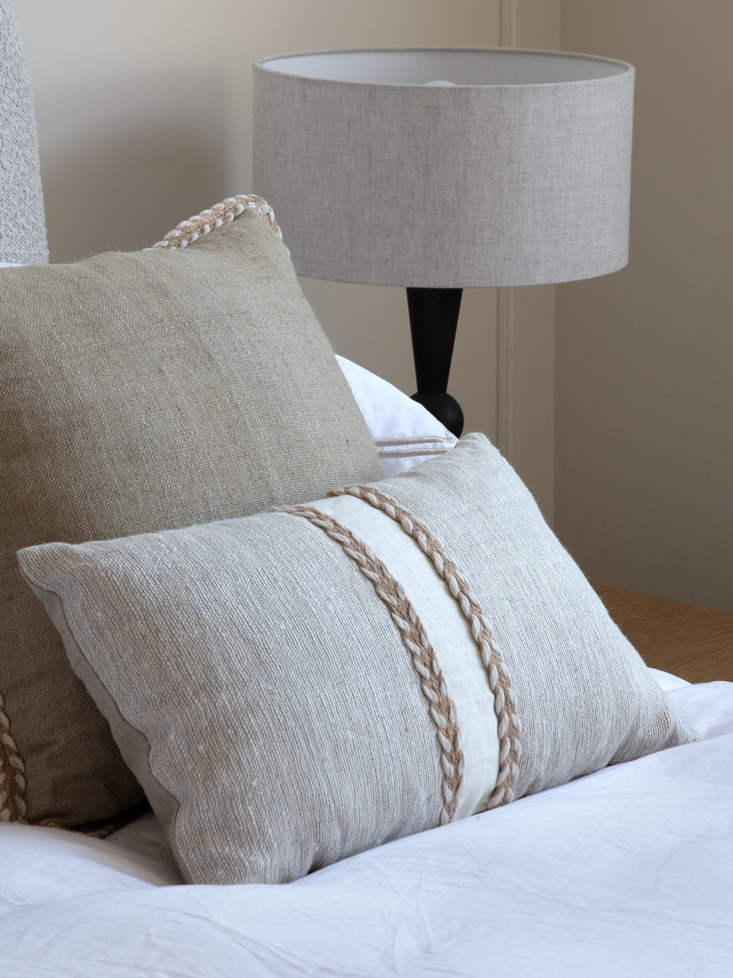 Kenil Beige Hand-woven Cushion