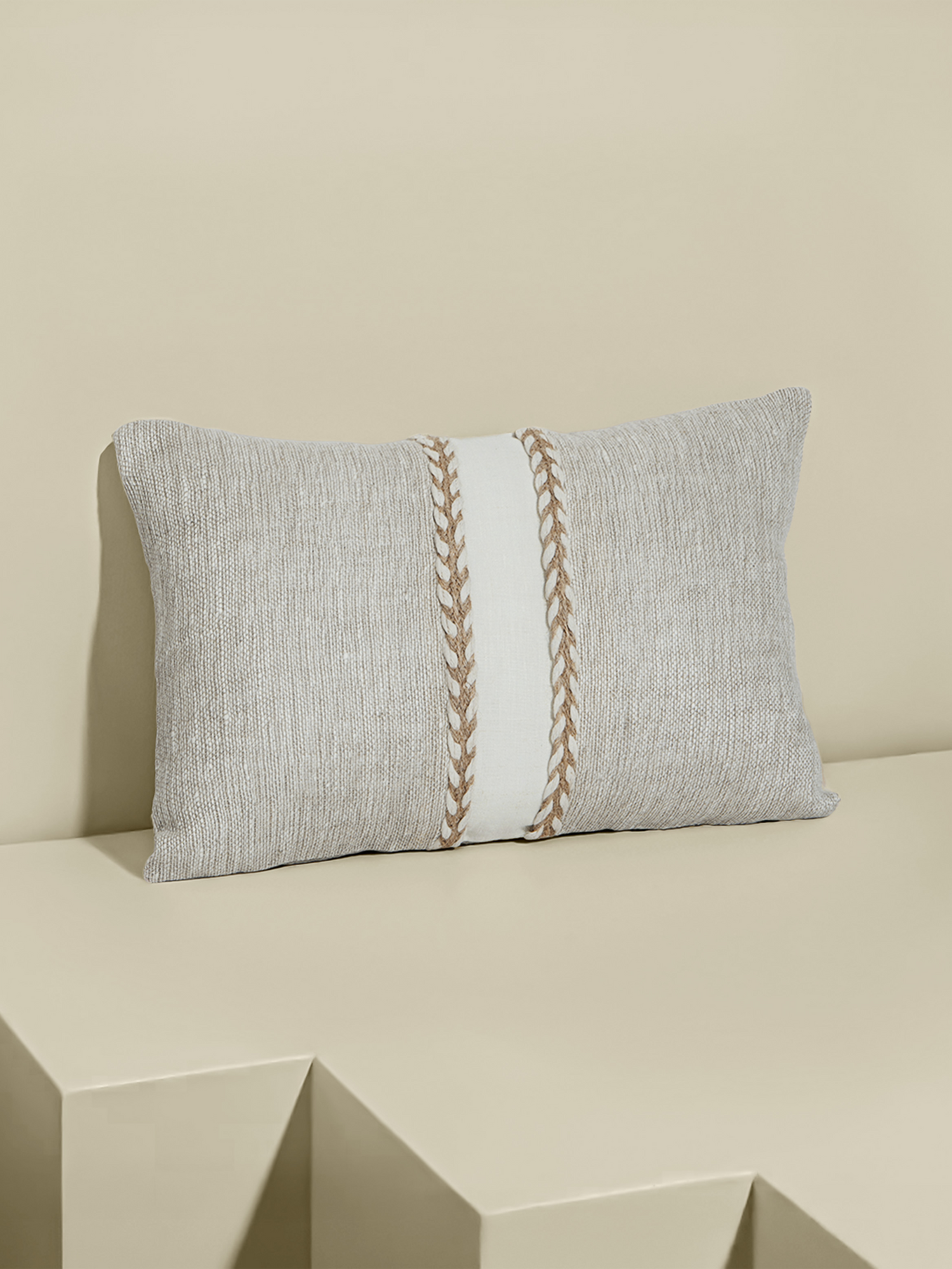 Kenil Beige Hand-woven Cushion