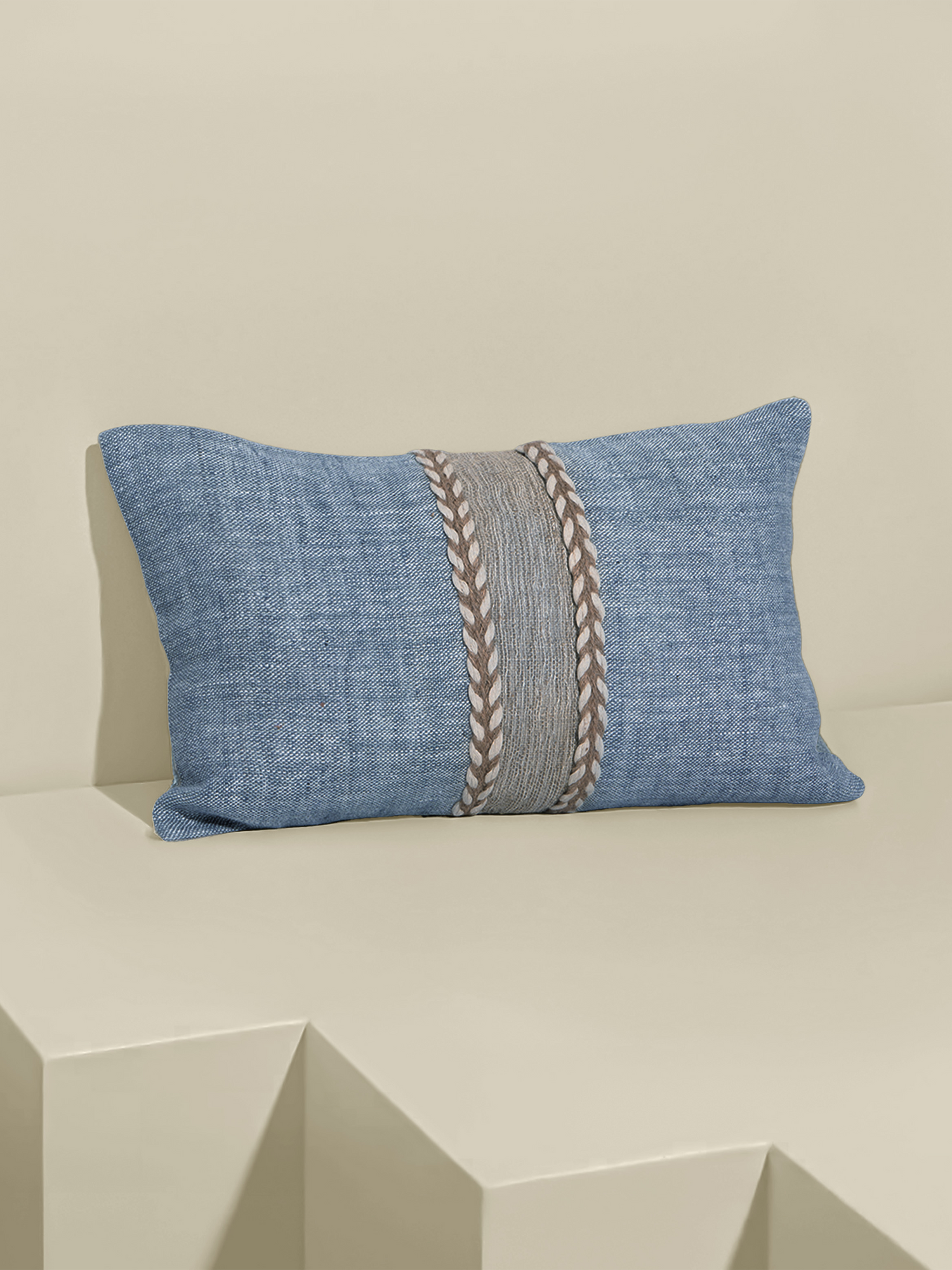 Kenil Blue Hand-woven Cushion