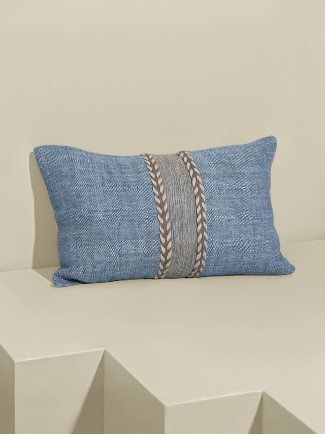 Kenil Blue Hand-woven Cushion