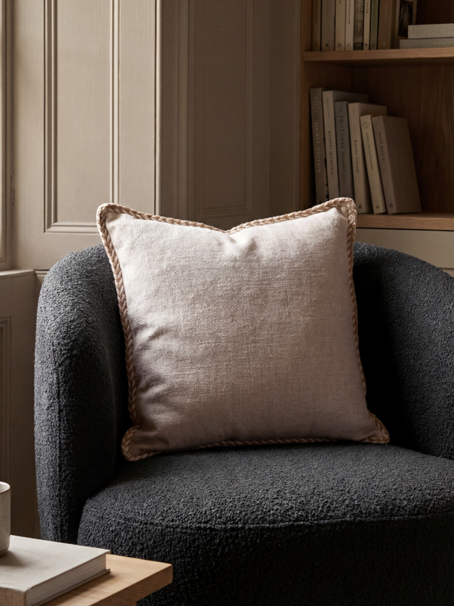 Hamir Beige Hand-woven Cushion