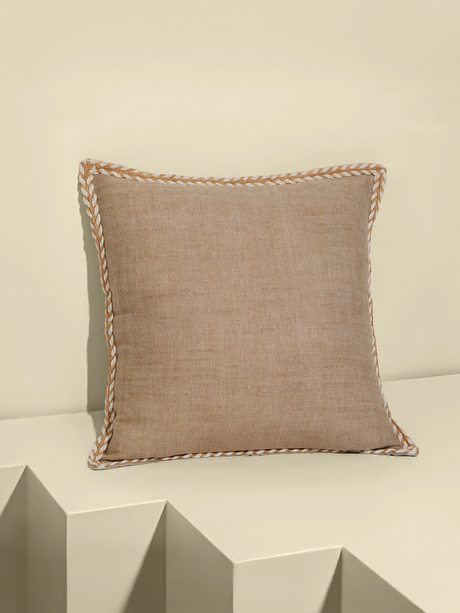 Hamir Beige Hand-woven Cushion