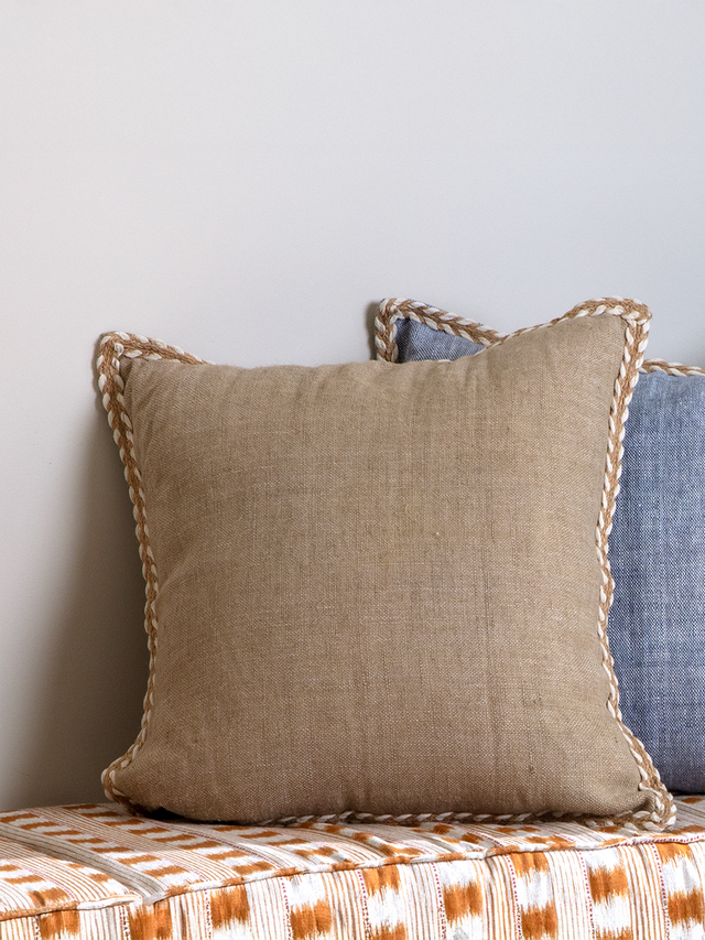 Hamir Beige Hand-woven Cushion