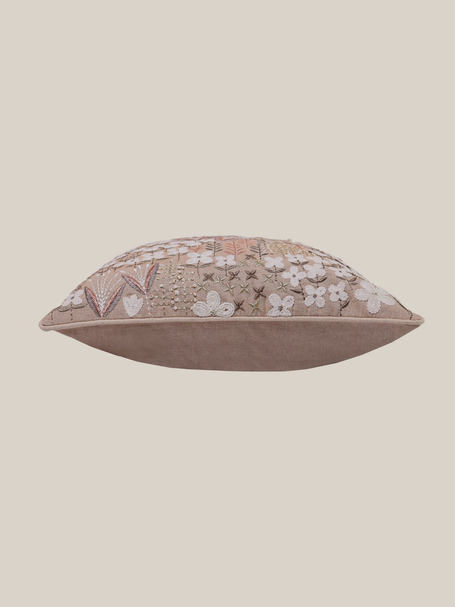 Zinnia Beige Cotton Cushion