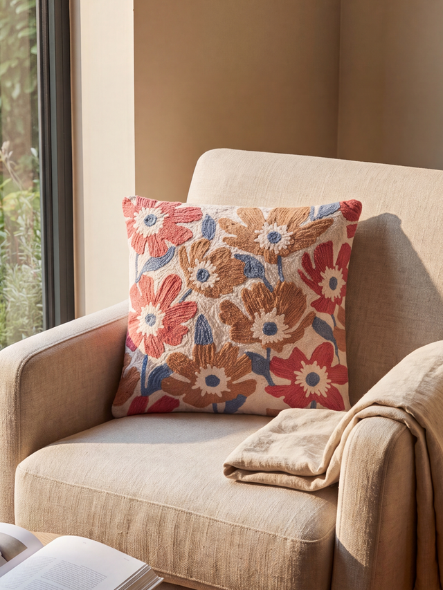Victoria Embroidered Cotton Cushion