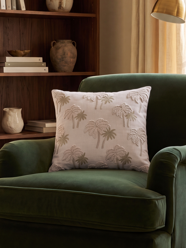 Palma Embroidered Cotton Cushion