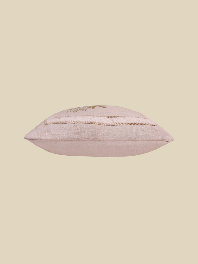 Coastal Palm Embroidered Cotton Cushion