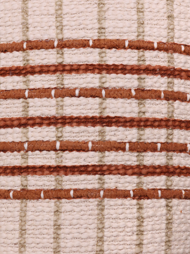 Rust Stripe Embroidered Cotton Cushion