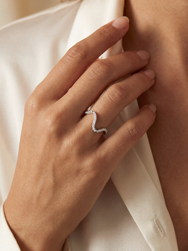 Wave Lab Diamond Ring - Sterling Silver