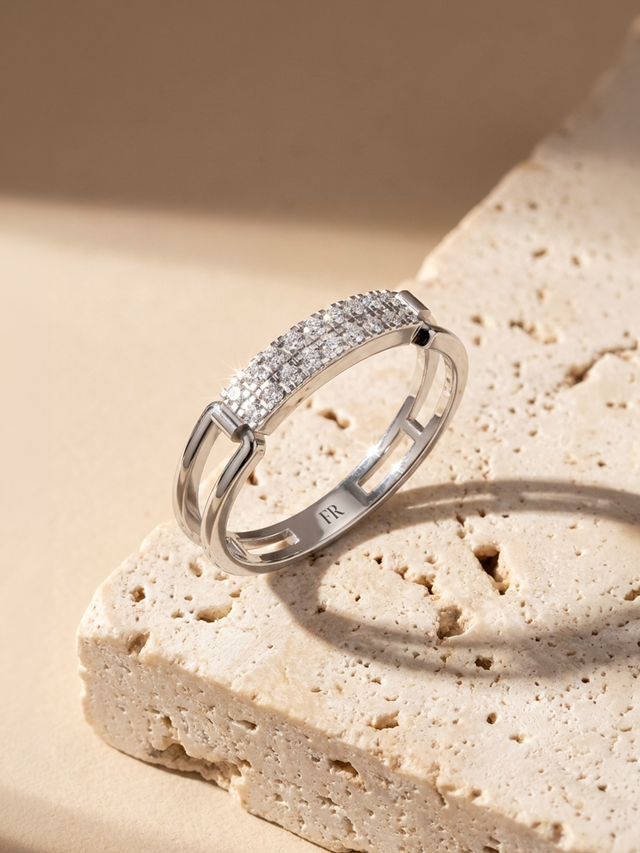 Radiant Lab Diamond Ring - Sterling Silver