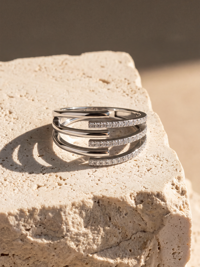 Trinity Lab Diamond Ring - Sterling Silver