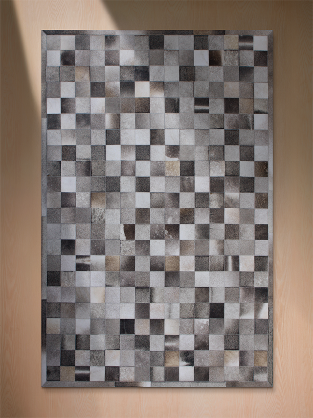 Reyan Grey Hide & Wool Rug