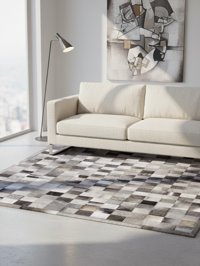Reyan Grey Hide & Wool Rug