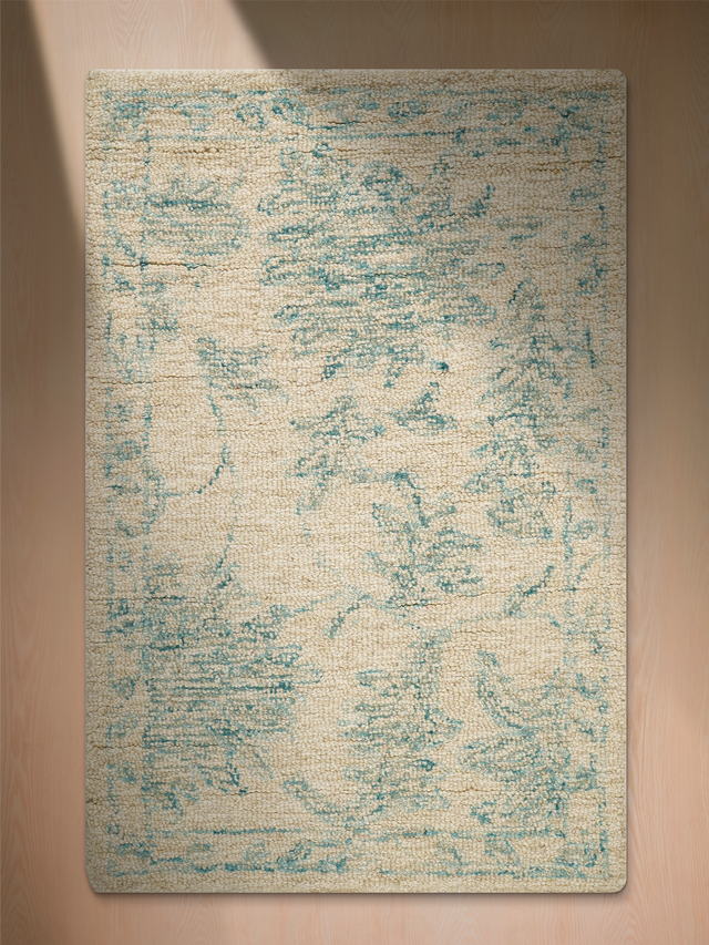 Tulip Hand-tufted Wool Persian Rug - Turquoise