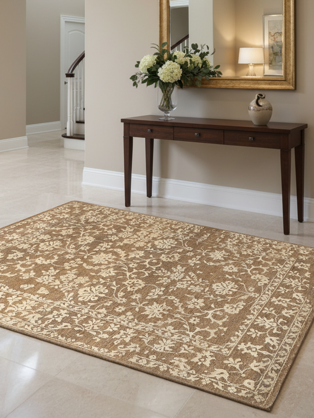 Anahita Brown Hand-knotted Wool-Silk Rug