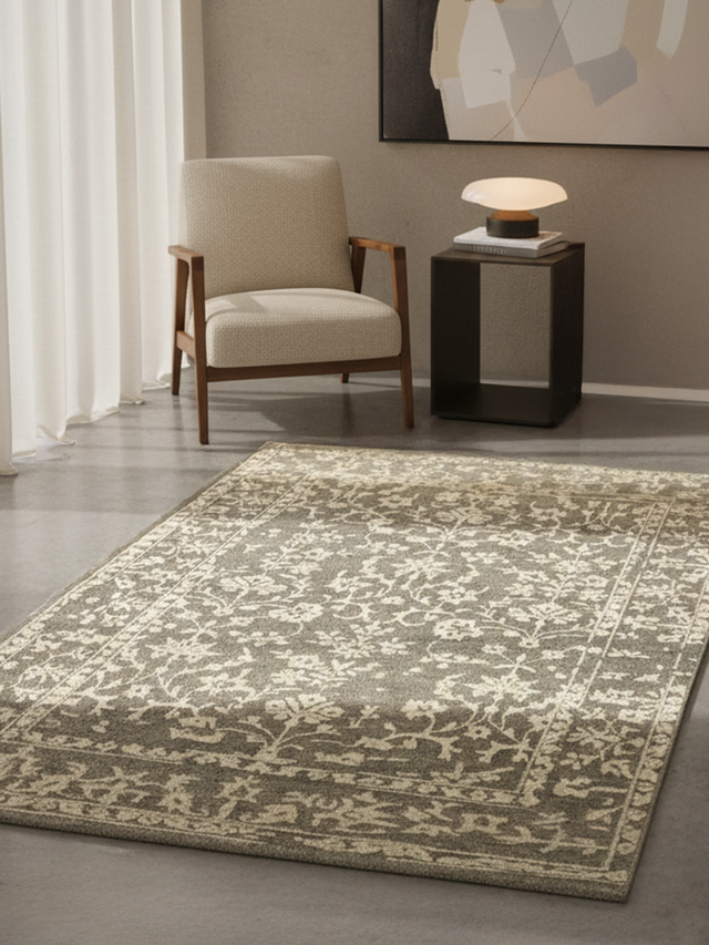 Anahita Grey Hand-knotted Wool-Silk Rug