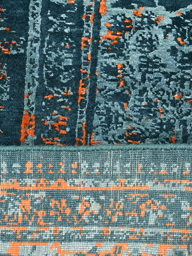 Marvella Hand-Knotted Wool & Bamboo Silk Rug - Teal Blue