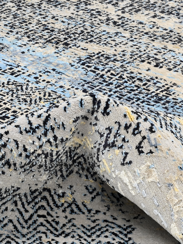 Alvren Hand-Knotted Wool & Bamboo Silk Rug - Grey