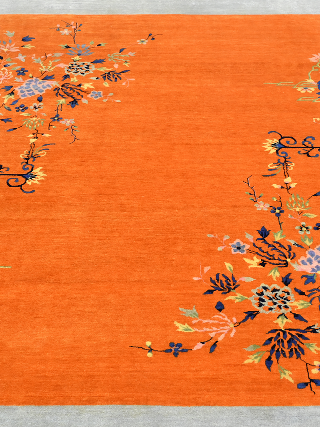 Zareh Hand-Knotted Wool & Bamboo Silk Rug - Orange