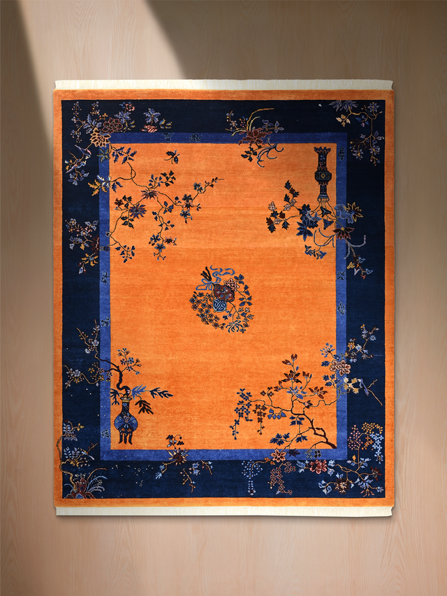 Elsira Hand-Knotted Wool & Bamboo Silk Rug - Orange