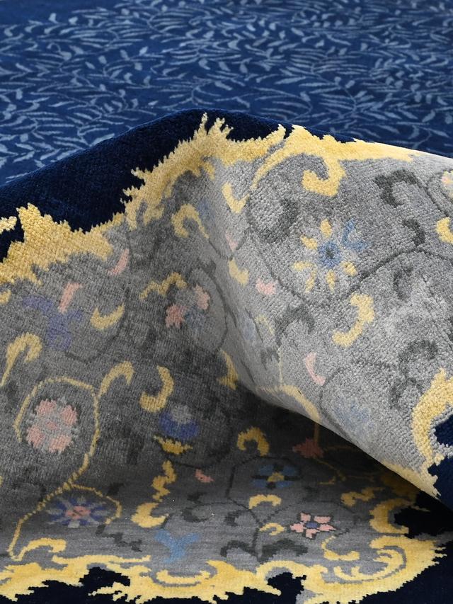 Mireya Hand-Knotted Wool & Bamboo Silk Rug - Blue