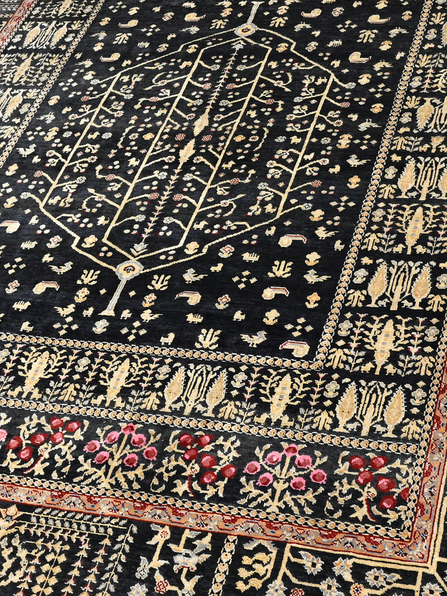 Tarev Hand-Knotted Wool & Bamboo Silk Rug - Black